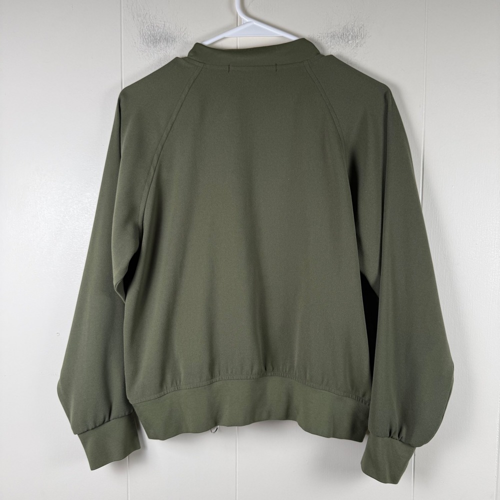 7 For All Mankind Olive Green Zip Up Bomber Jacket Women's Size‎ S - Picture 2 of 8